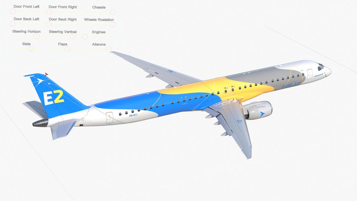 3D Embraer E-Jet E195-E2 Rigged model