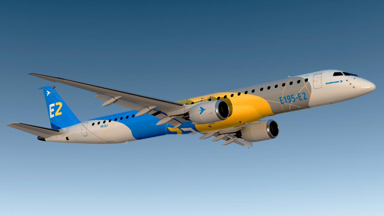 3D Embraer E-Jet E195-E2 Rigged model