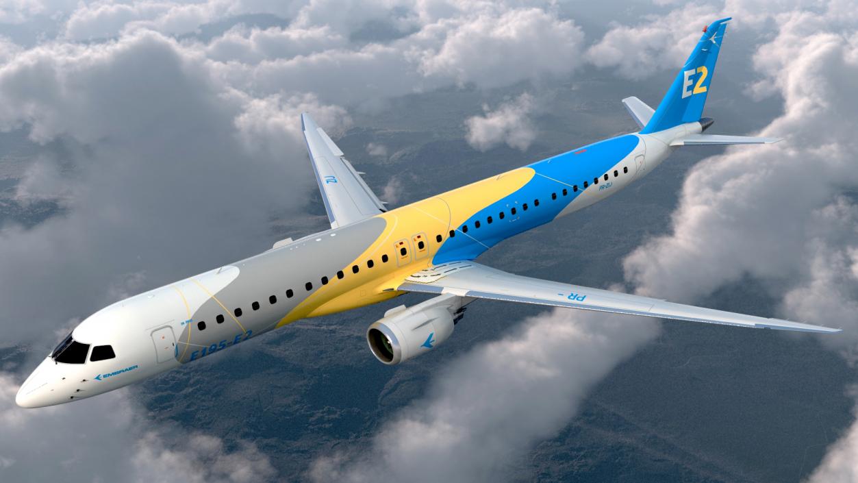 3D Embraer E-Jet E195-E2 Rigged model