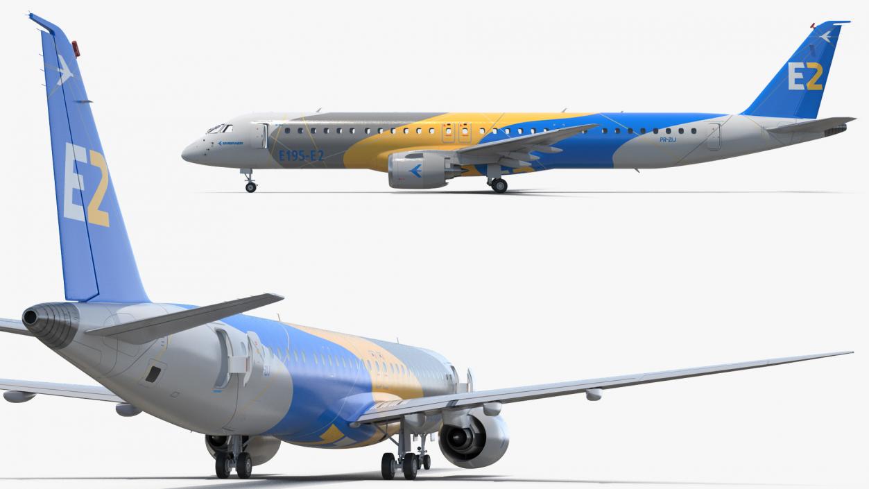 3D Embraer E-Jet E195-E2 Rigged model