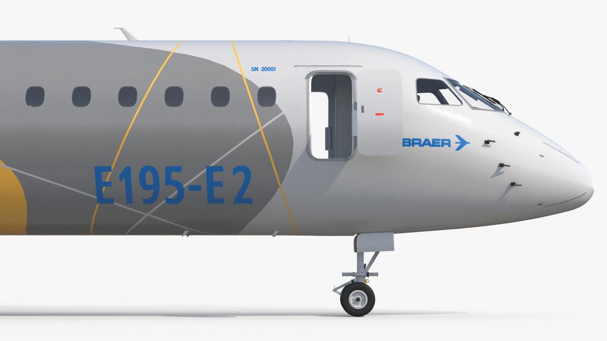 3D Embraer E-Jet E195-E2 Rigged model