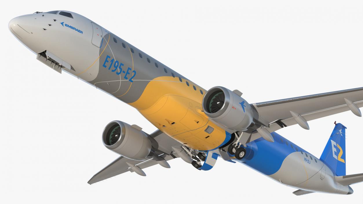 3D Embraer E-Jet E195-E2 Rigged model