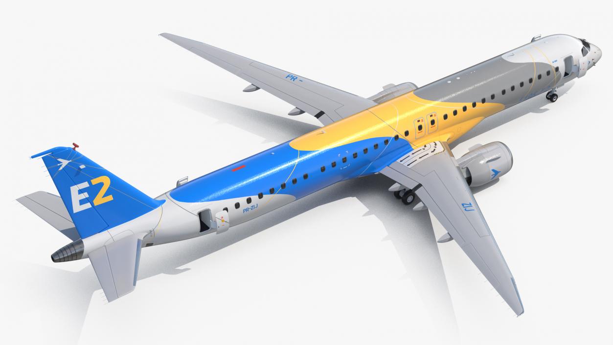 3D Embraer E-Jet E195-E2 Rigged model