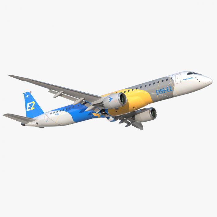 3D Embraer E-Jet E195-E2 Rigged model