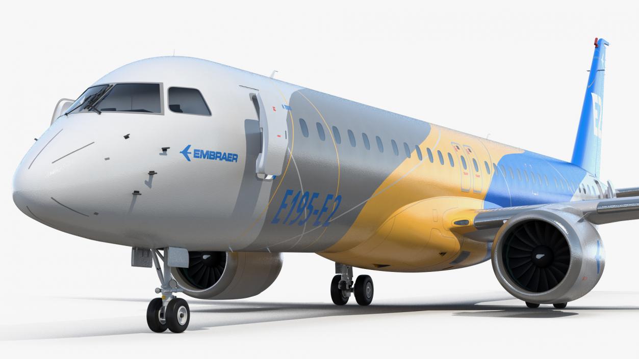 3D Embraer E-Jet E195-E2 Rigged model