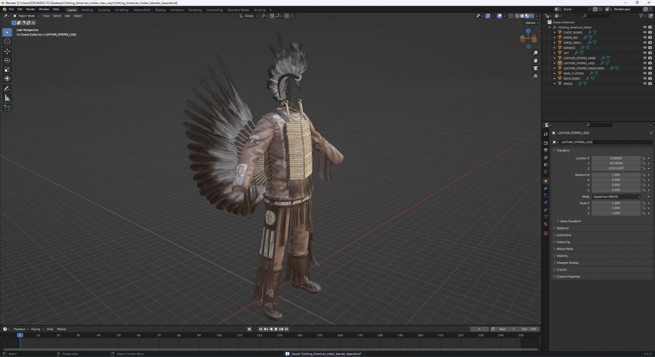 Clothing American Indian 3D model