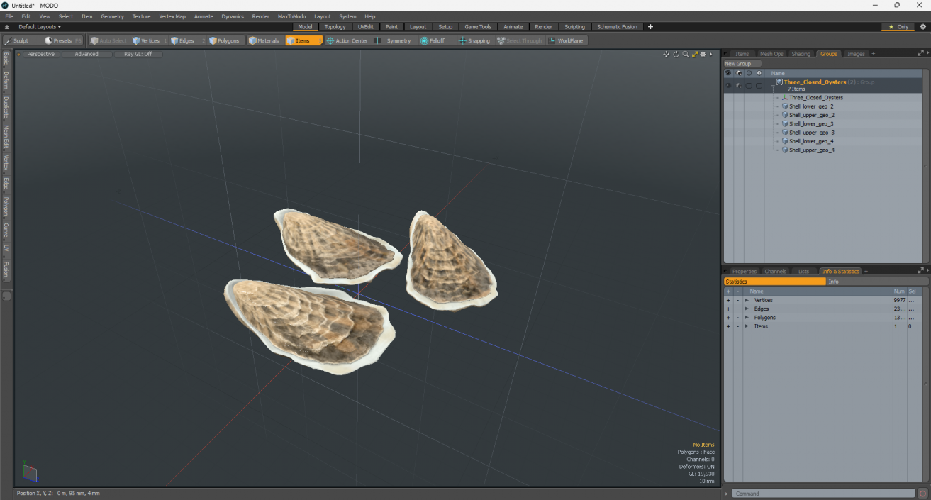 3D model Three Closed Oysters