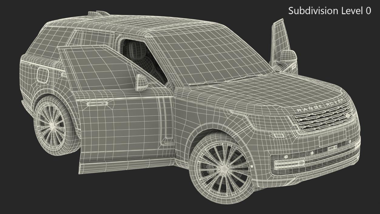 3D Range Rover 2022 Lights On Rigged model