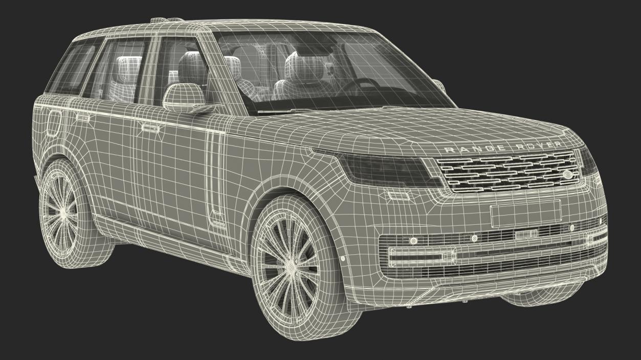 3D Range Rover 2022 Lights On Rigged model