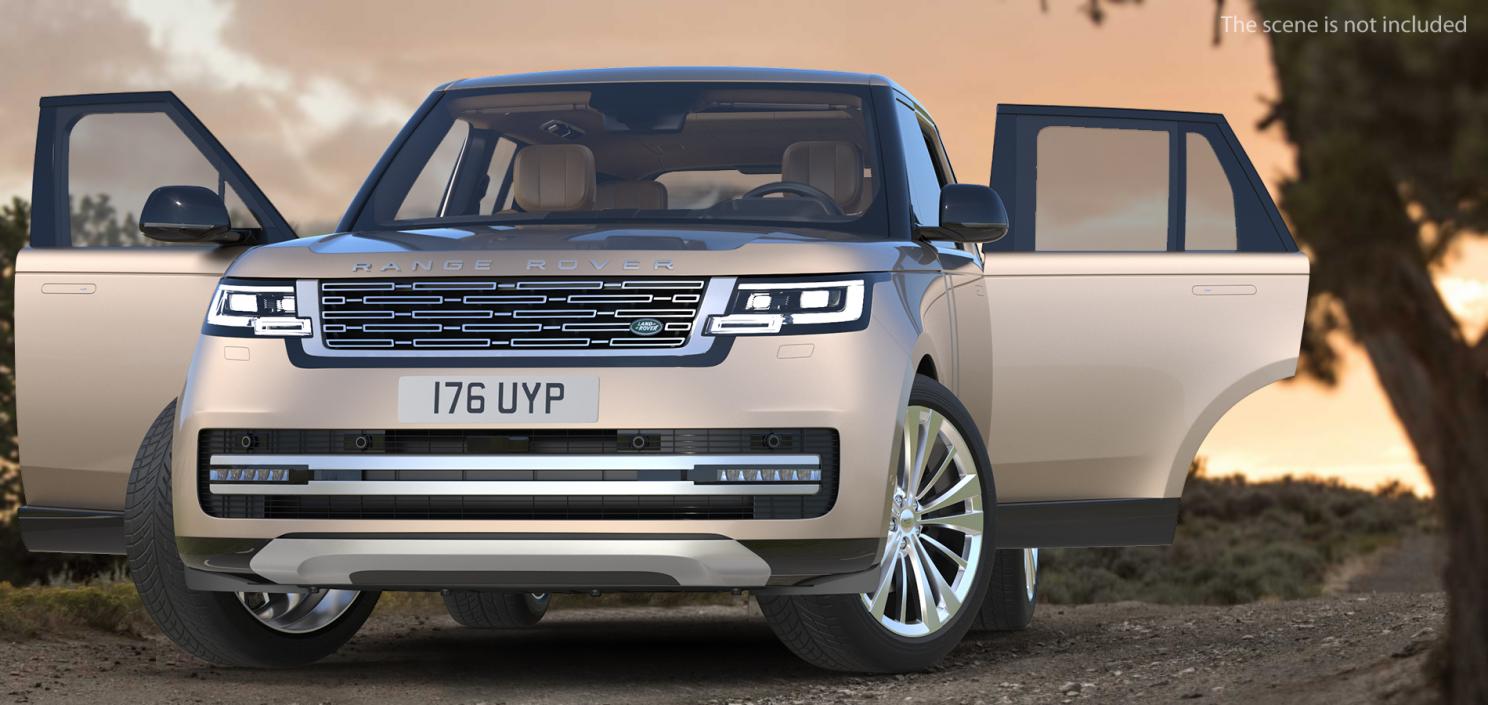 3D Range Rover 2022 Lights On Rigged model