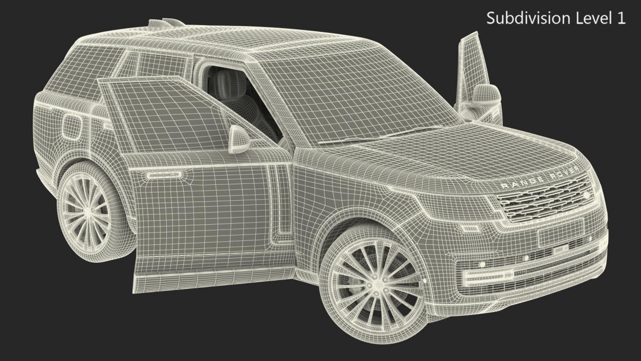 3D Range Rover 2022 Lights On Rigged model