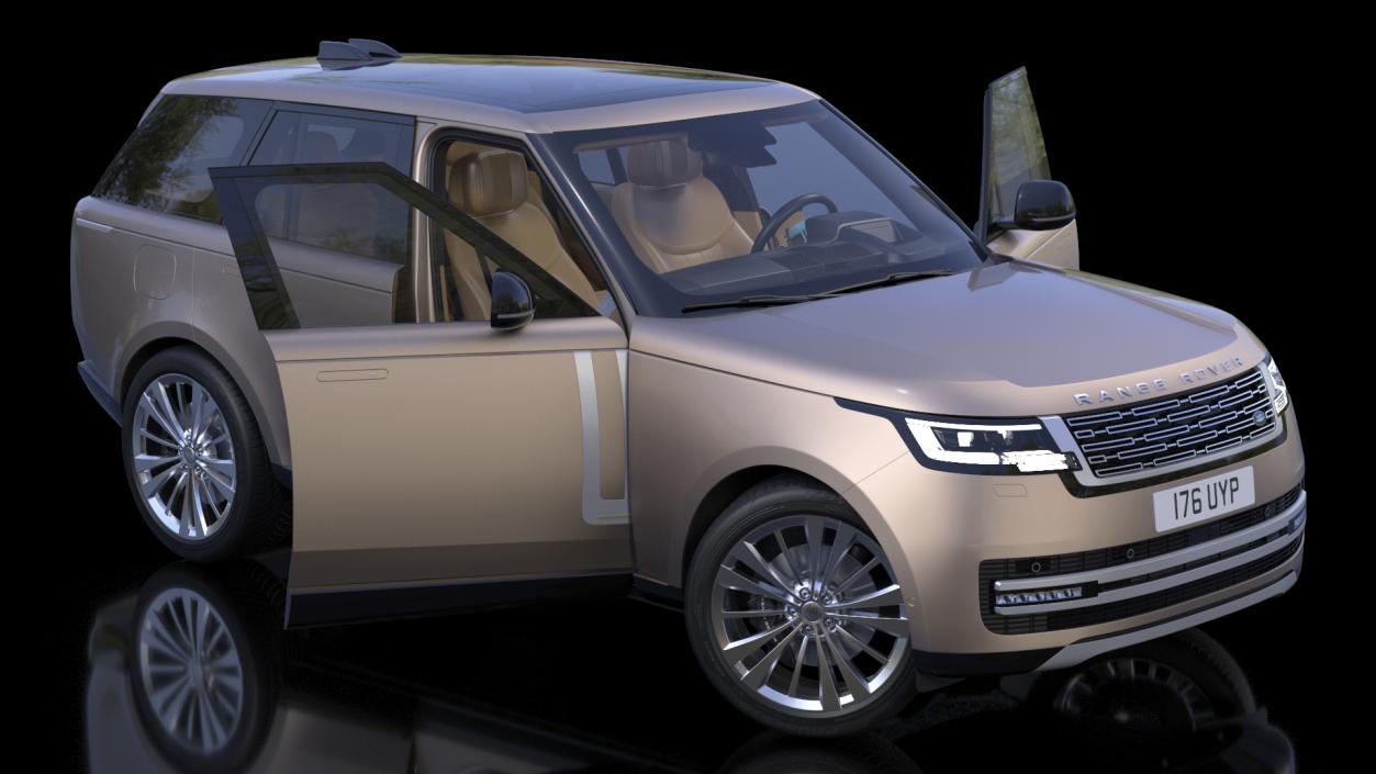 3D Range Rover 2022 Lights On Rigged model