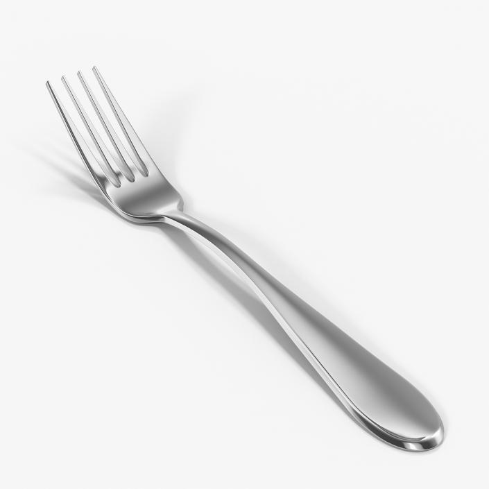 3D Silver Dessert Fork 2