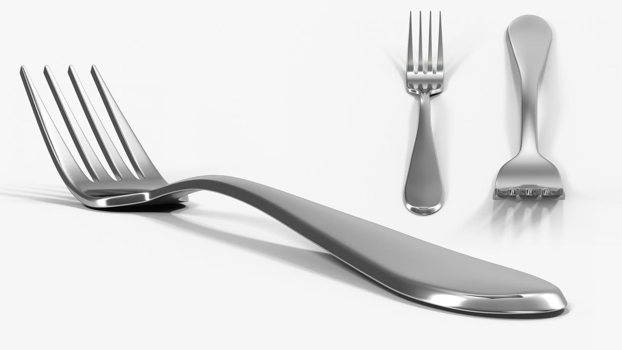 3D Silver Dessert Fork 2