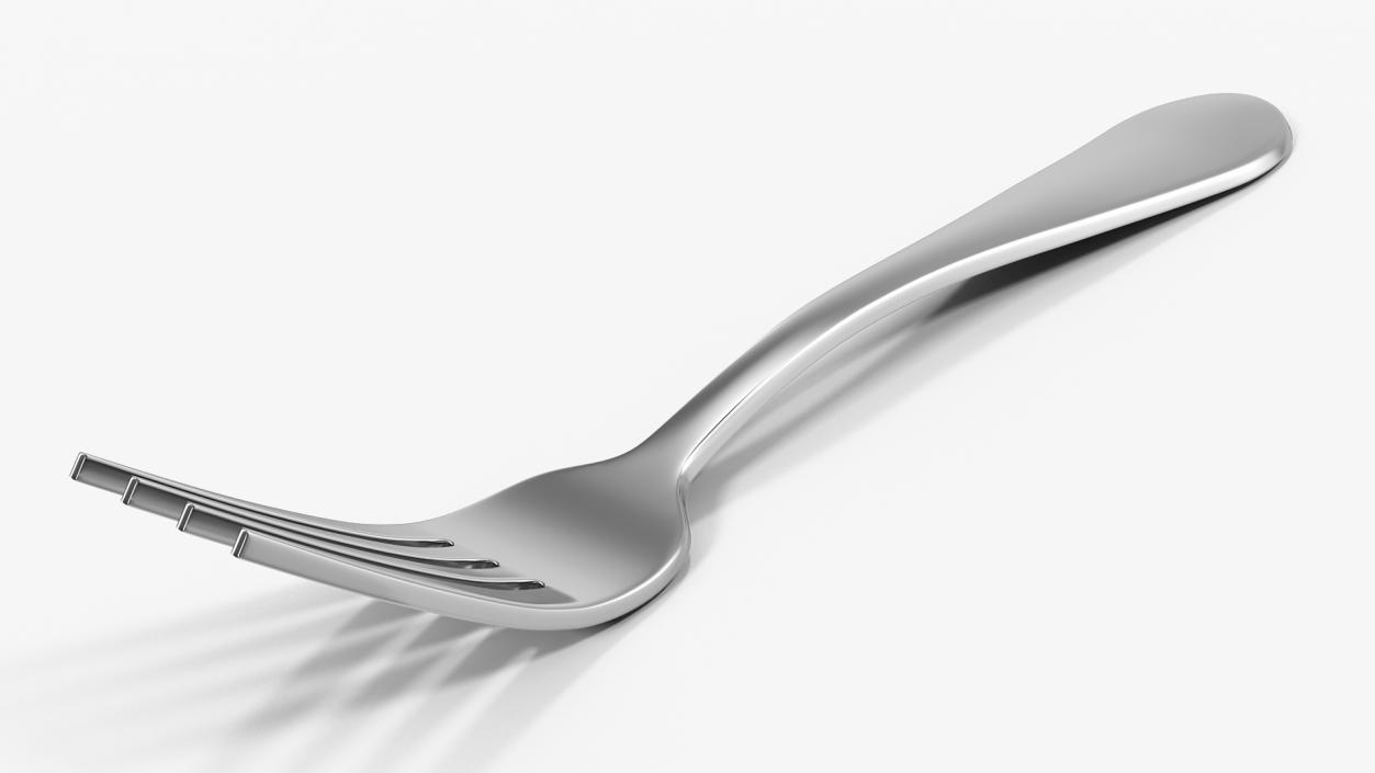 3D Silver Dessert Fork 2