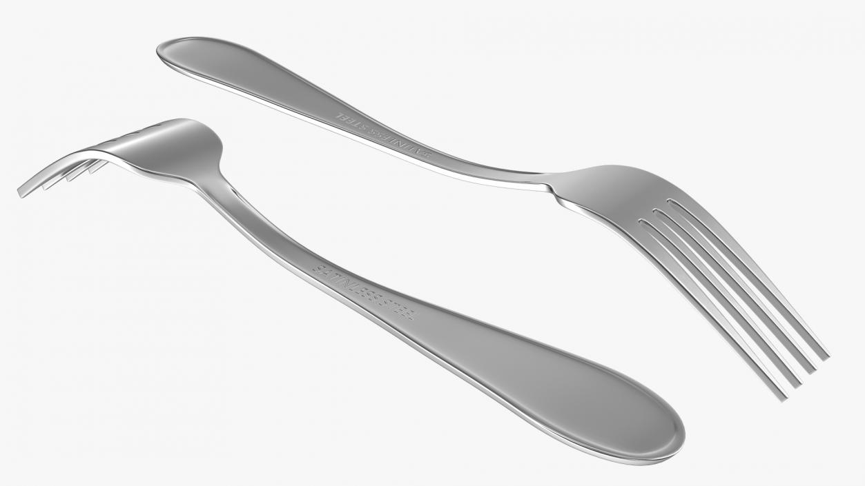 3D Silver Dessert Fork 2