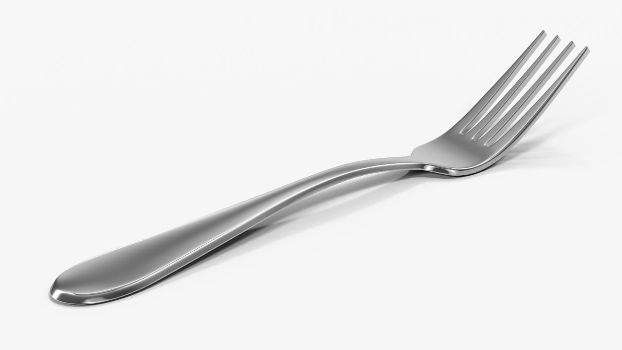 3D Silver Dessert Fork 2