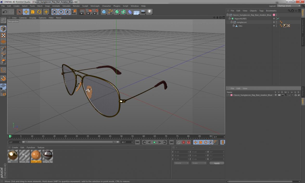 Classic Sunglasses Ray Ban Aviator Blue 3D model