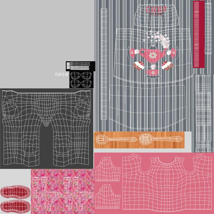 Kitchen Clothing with Apron 3D