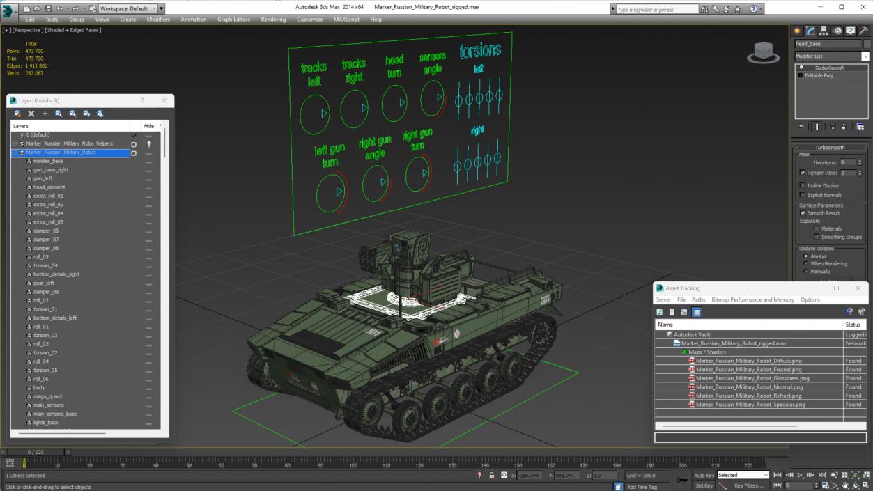 3D Marker Russian Military Robot Rigged