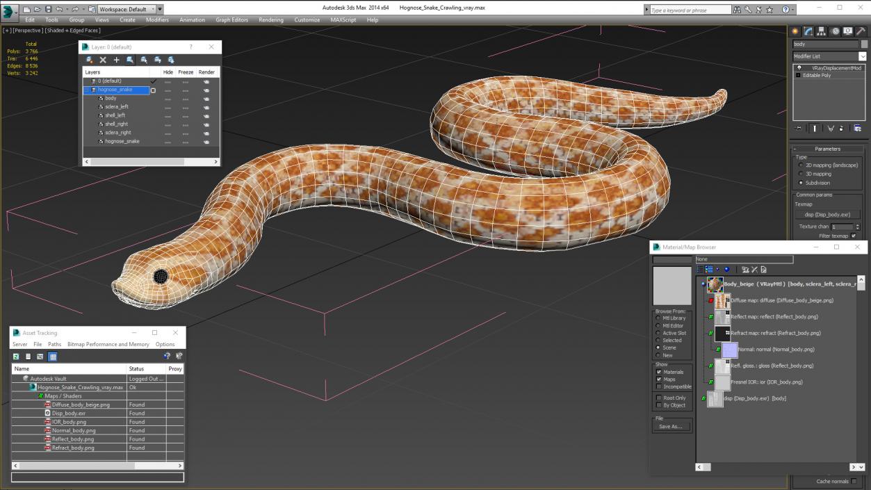 Hognose Snake Crawling 3D