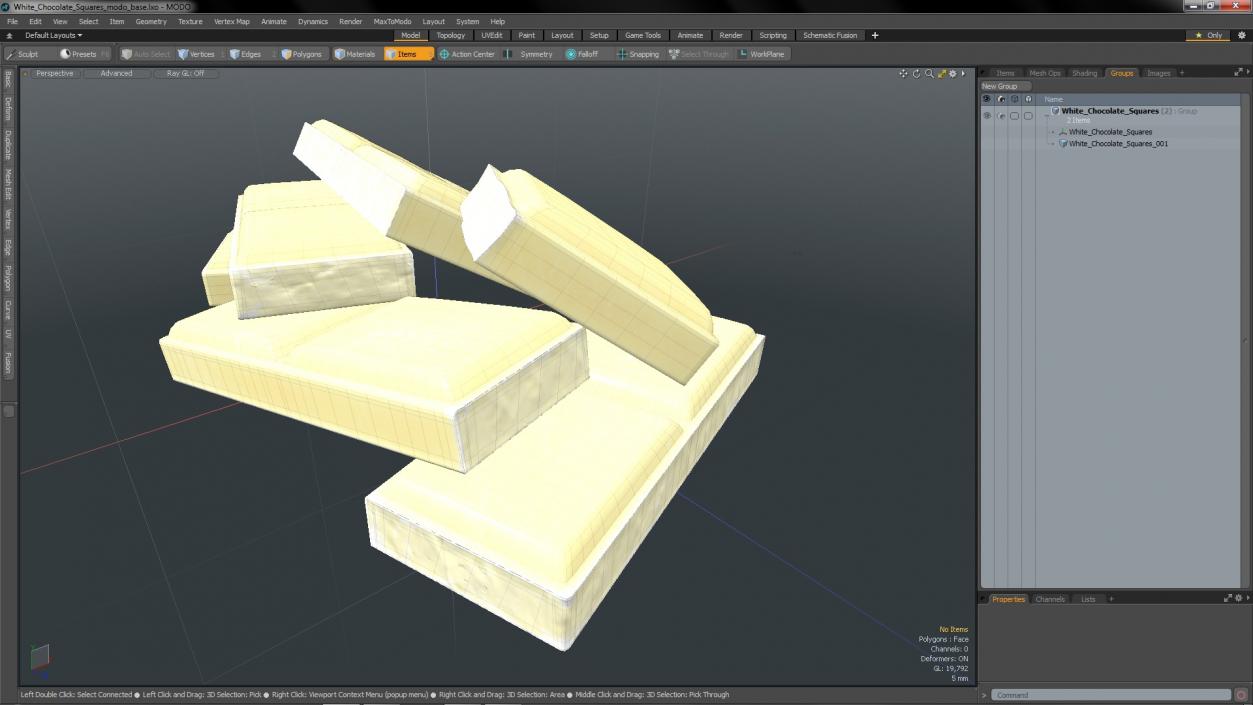 3D White Chocolate Squares model