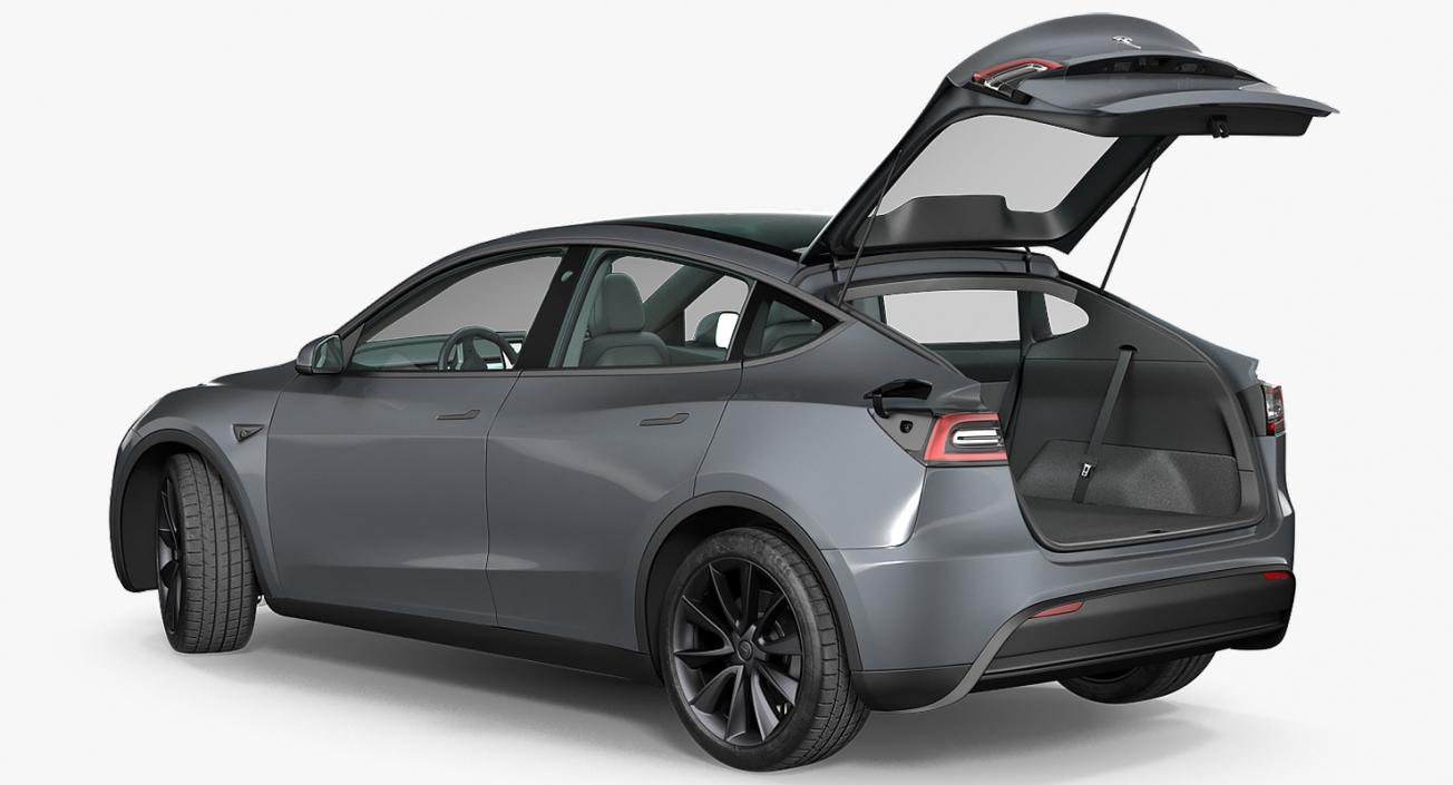 3D Tesla Model Y Silver Rigged for Cinema model