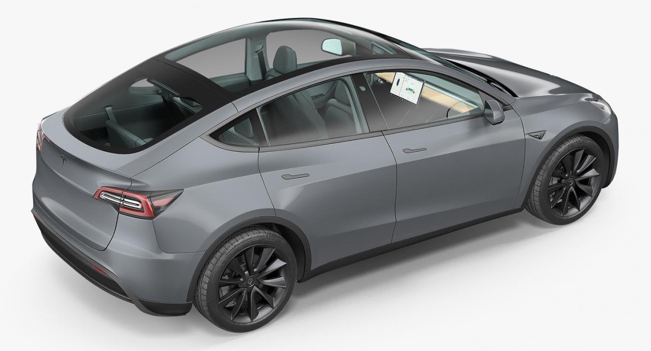 3D Tesla Model Y Silver Rigged for Cinema model