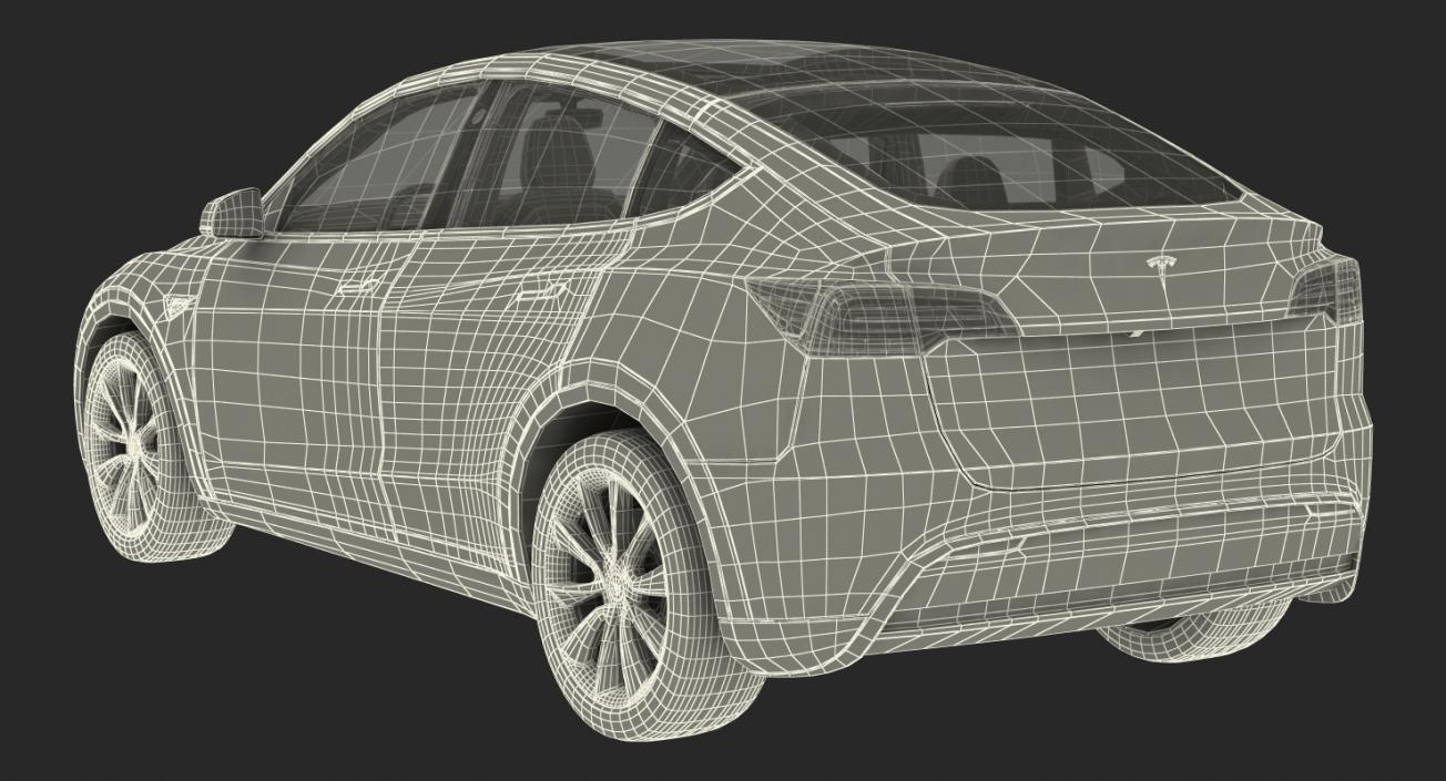 3D Tesla Model Y Silver Rigged for Cinema model