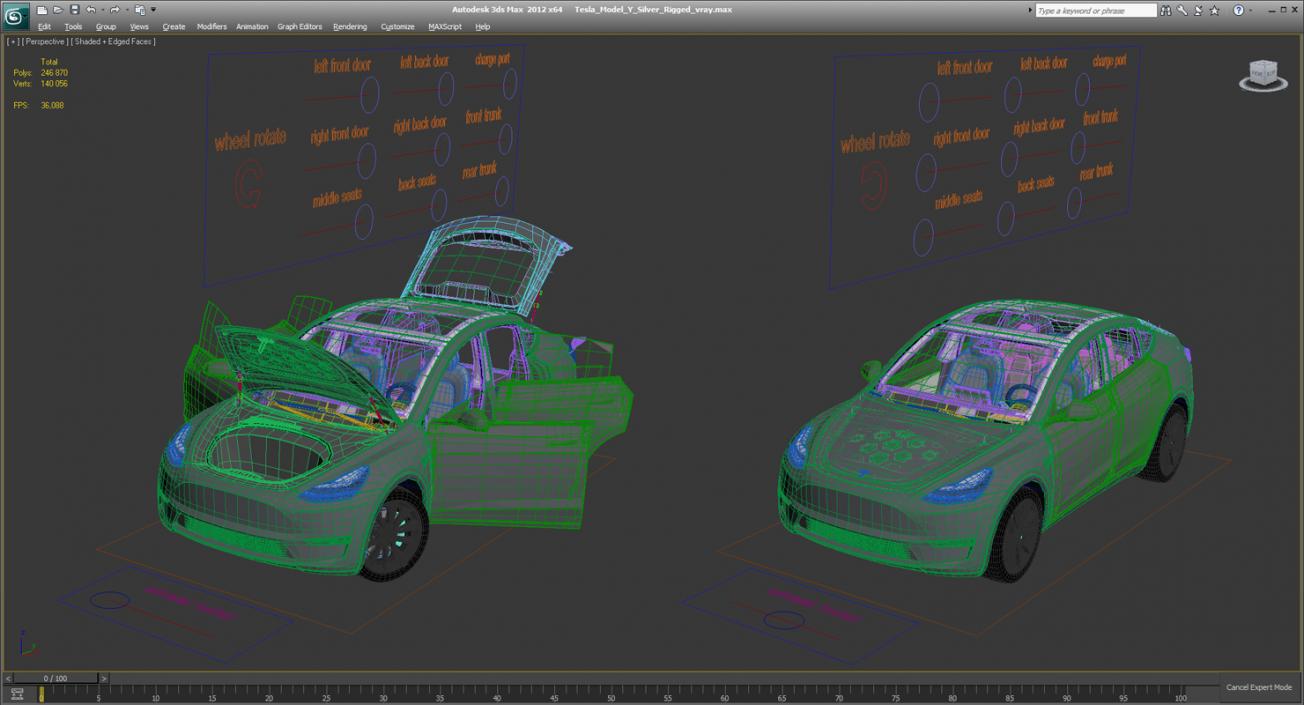 Tesla Model Y Silver Rigged 3D