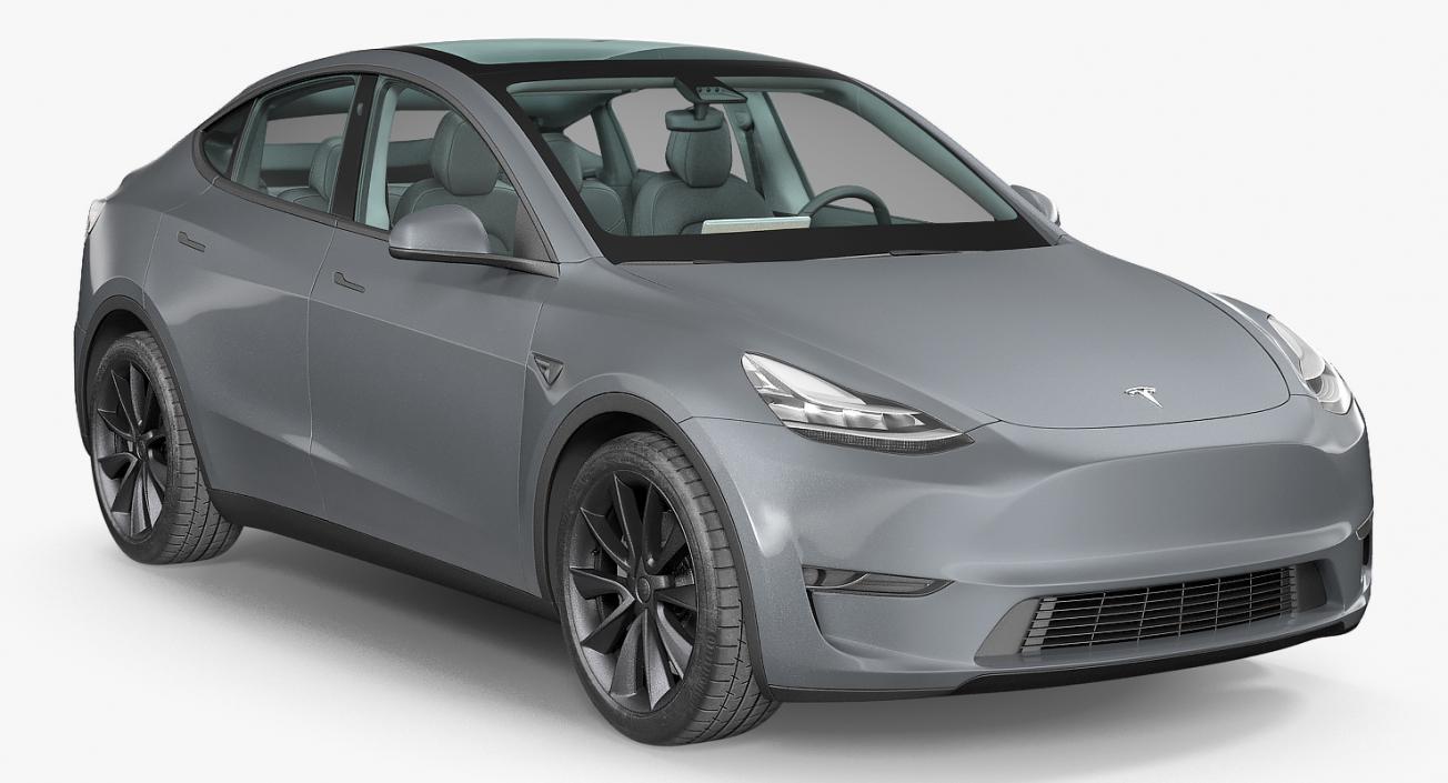 3D Tesla Model Y Silver Rigged for Cinema model