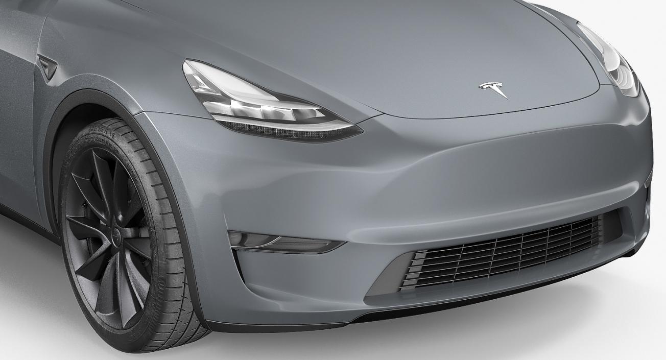 3D Tesla Model Y Silver Rigged for Cinema model