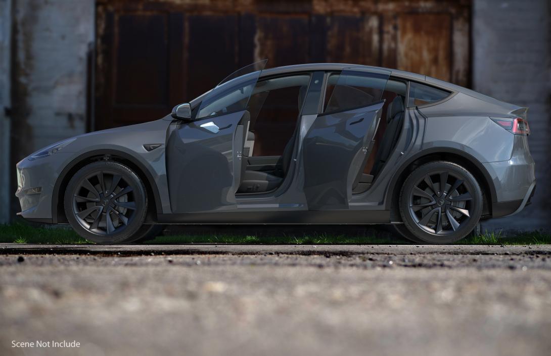 3D Tesla Model Y Silver Rigged for Cinema model