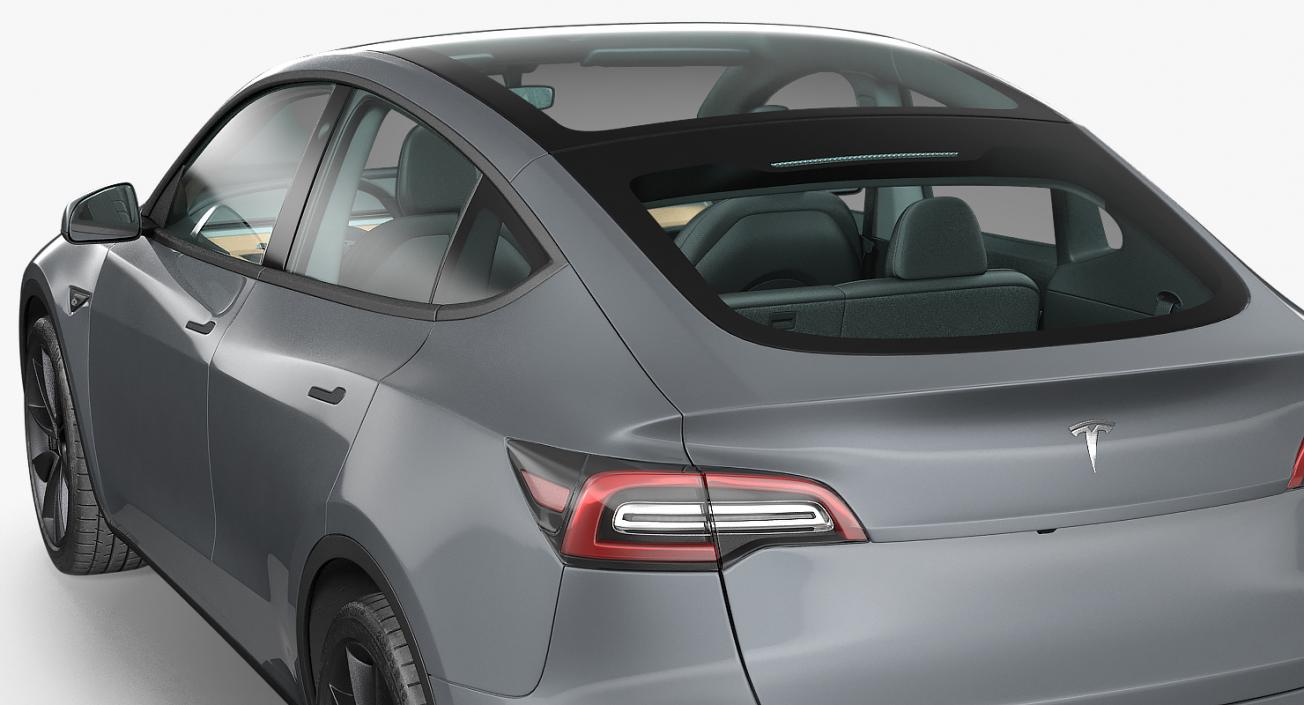 3D Tesla Model Y Silver Rigged for Cinema model