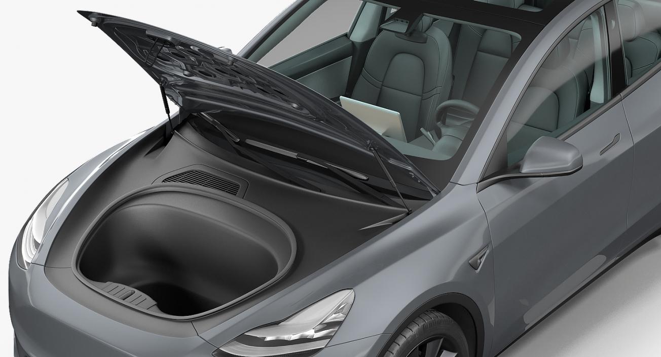 Tesla Model Y Silver Rigged 3D