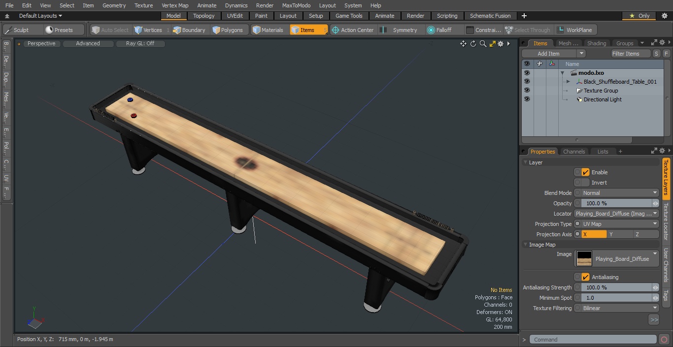 Black Shuffleboard Table 3D model