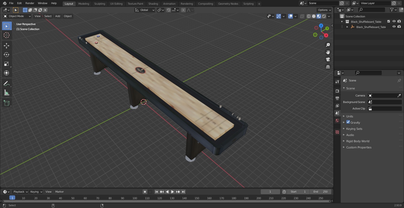 Black Shuffleboard Table 3D model