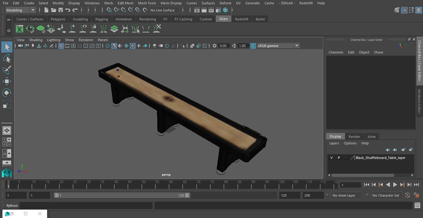Black Shuffleboard Table 3D model