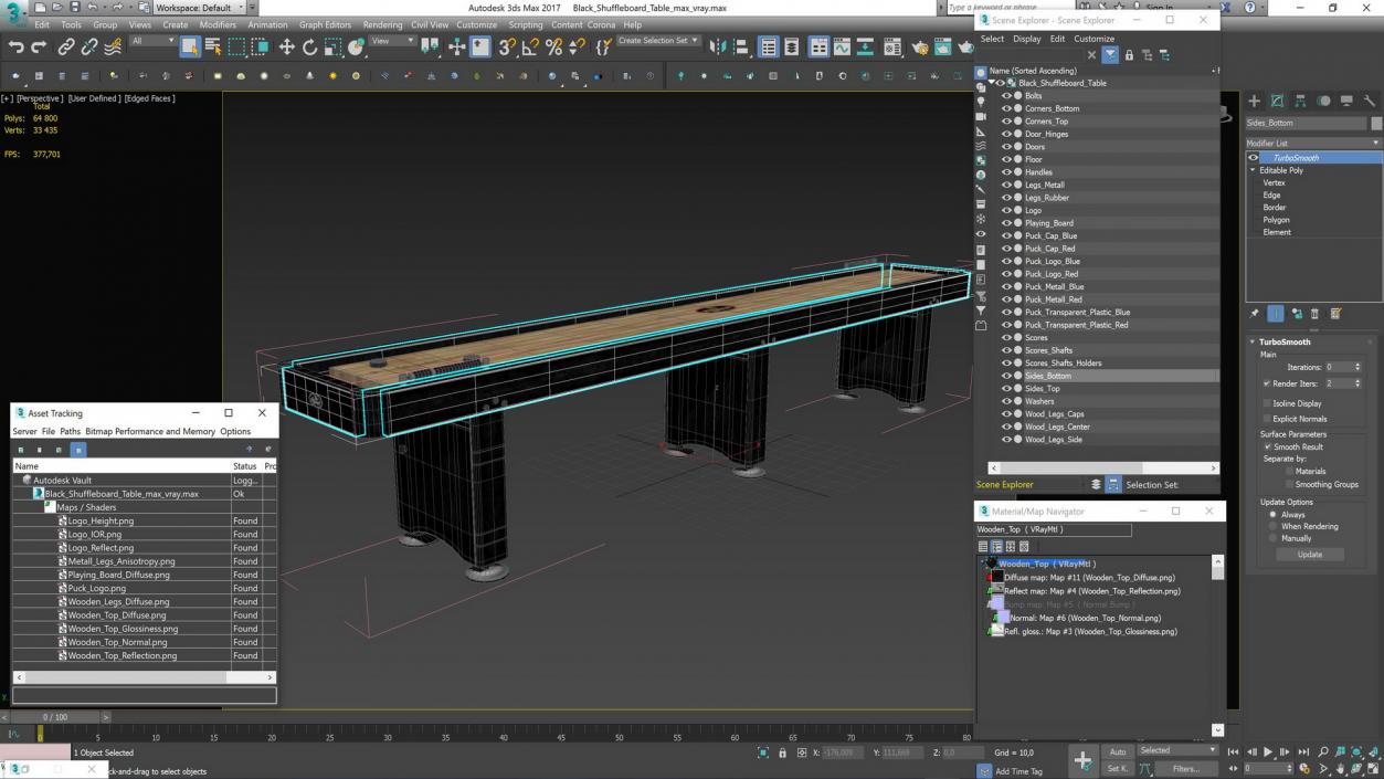 Black Shuffleboard Table 3D model