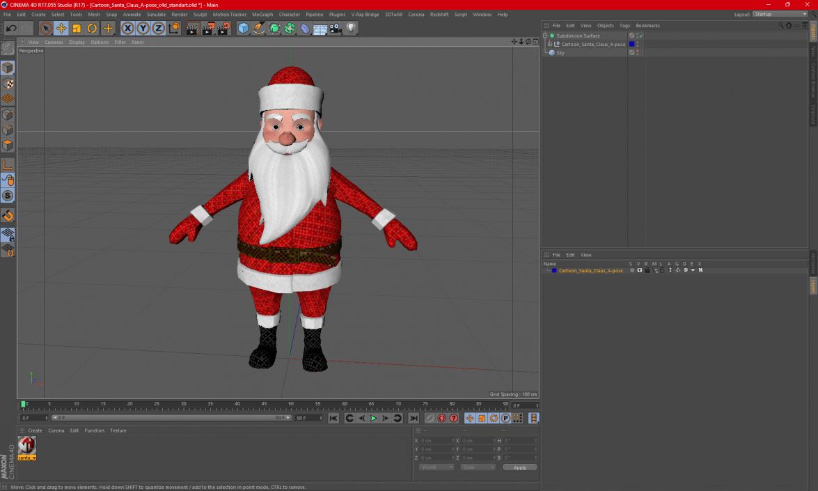 3D Cartoon Santa Claus A-pose