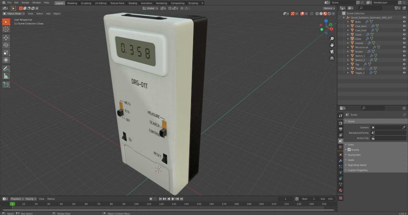 Soviet Radiation Dosimeter DRG-01T 3D model