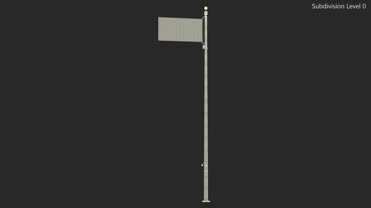 3D model Flagpole White Powder with USA Flag