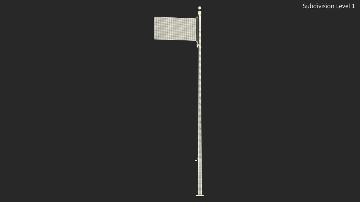 3D model Flagpole White Powder with USA Flag