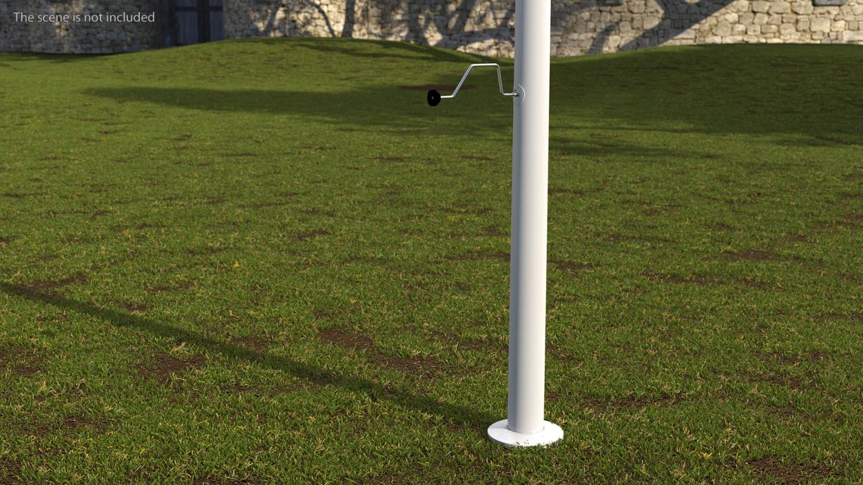 3D model Flagpole White Powder with USA Flag