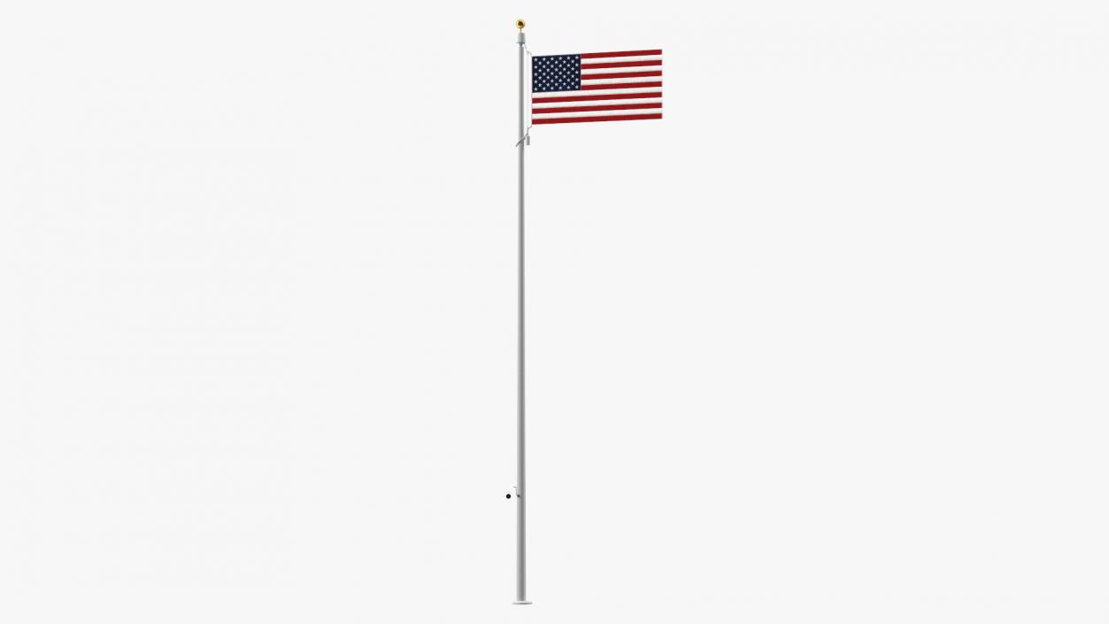 3D model Flagpole White Powder with USA Flag