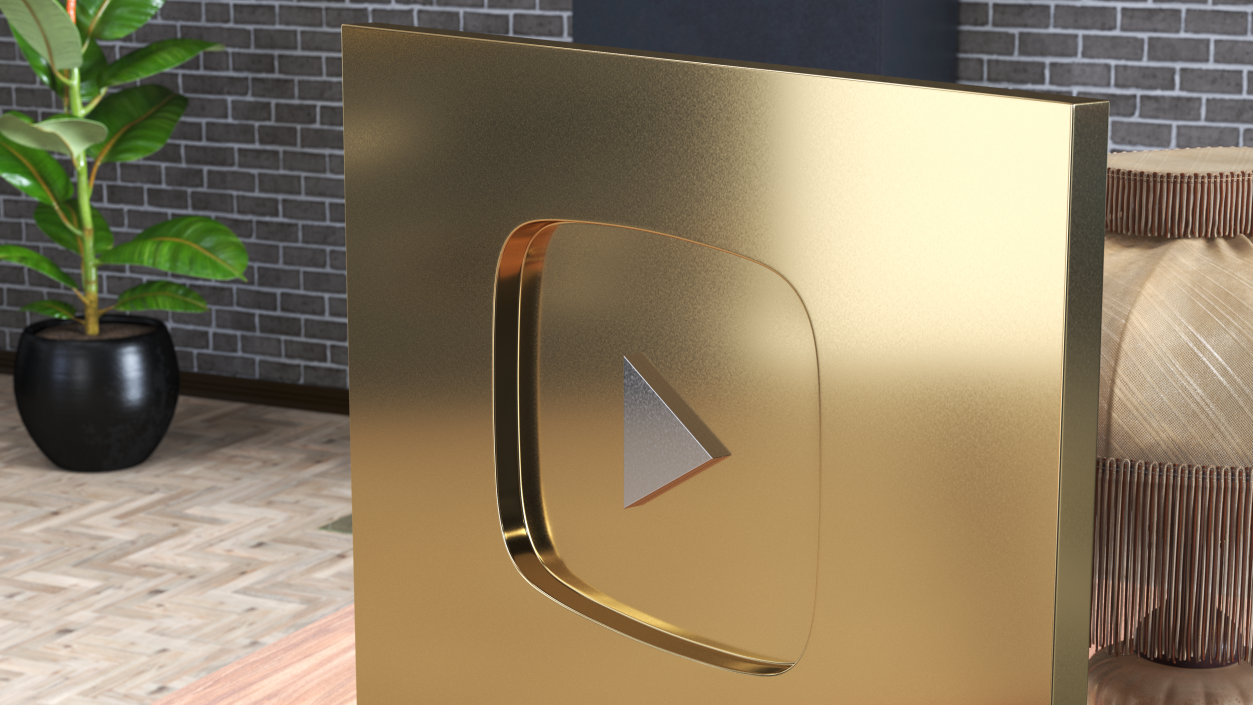 3D Golden Youtube Button