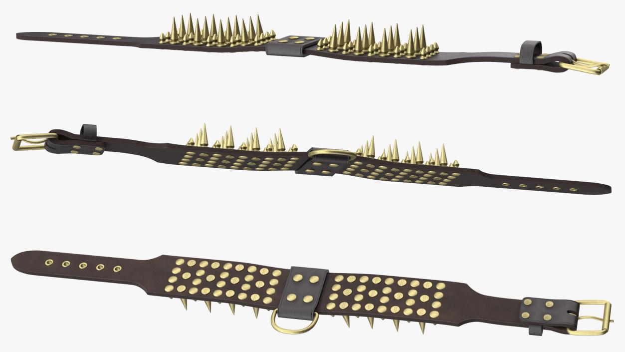 Leather Studded Collar Lying Brown 3D model