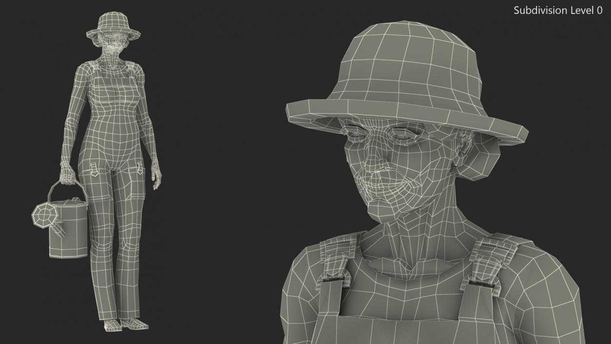 3D Old Lady in Gardening Outfit model