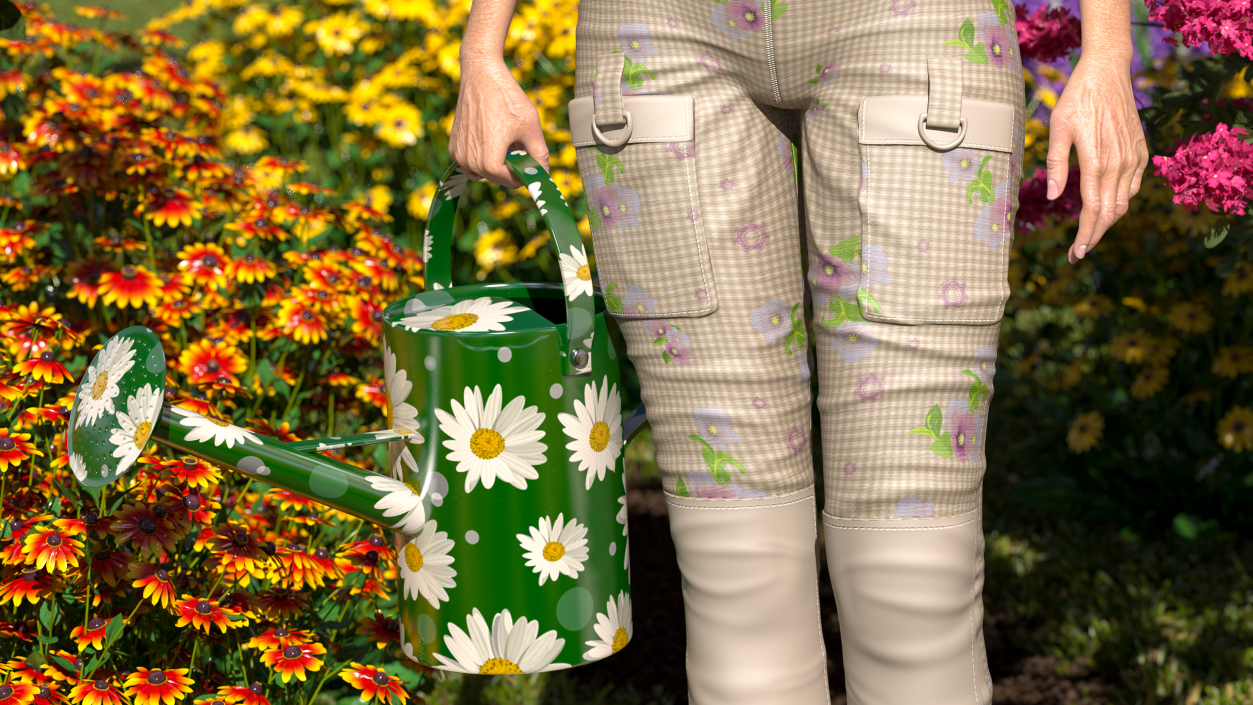 3D Old Lady in Gardening Outfit model