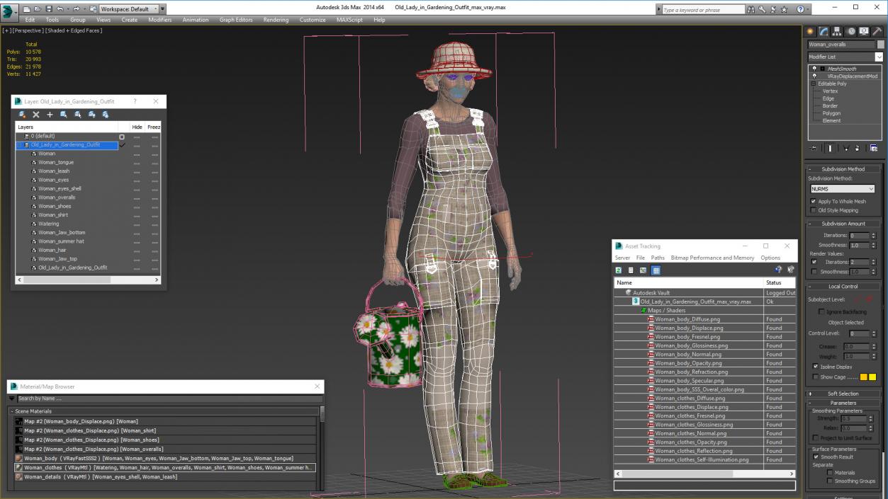 3D Old Lady in Gardening Outfit model